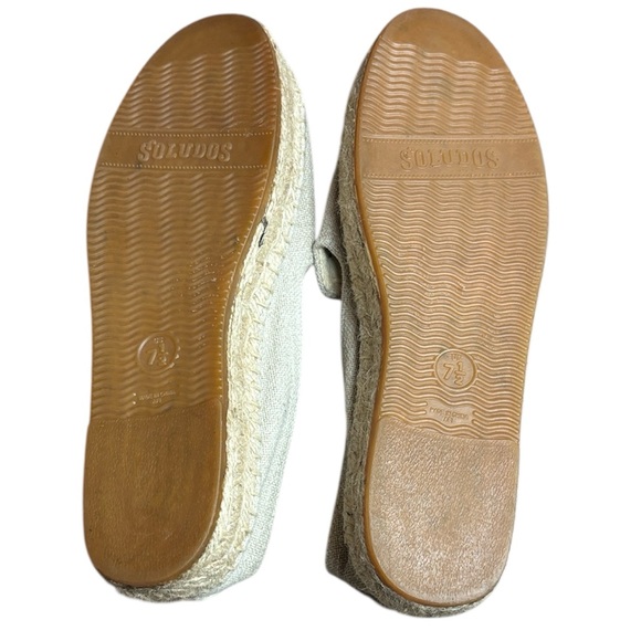 Soludos Tan Cream Canvas Espadrilles French Bulldogs Sz 7.5 NWOT - Picture 9 of 10
